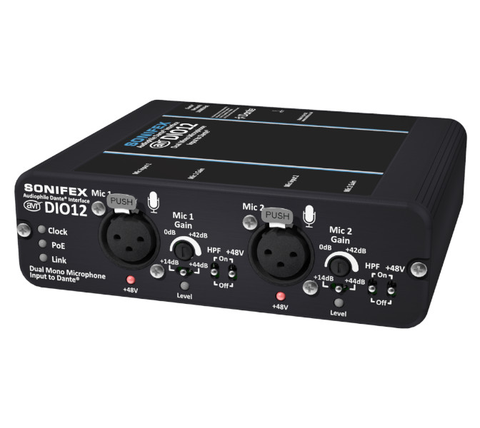 Sonifex AVN-DIO12 - Dual Mono Microphone Input to Dante with Mic Gain